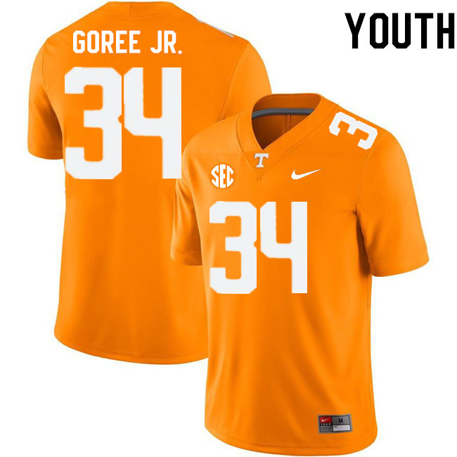 Youth #34 Marcus Goree Jr. Tennessee Volunteers College Football Jerseys Stitched-Orange